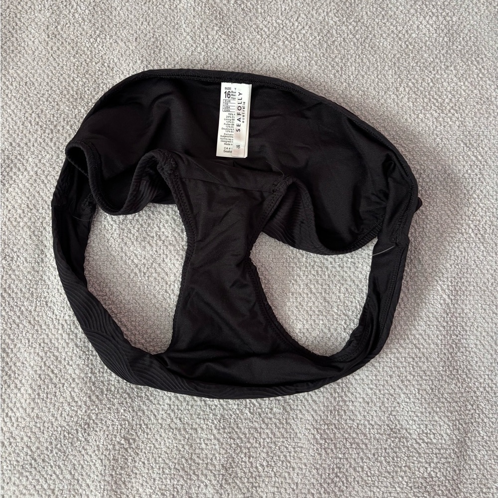 Seafolly Black Bikini Bottom Sz 16 NWOT | Seafolly Bikini Bottom | Swimwear NEW- - Picture 3 of 7
